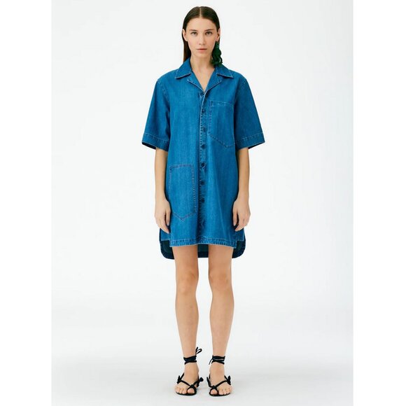Tibi Summer Denim Camp Dress